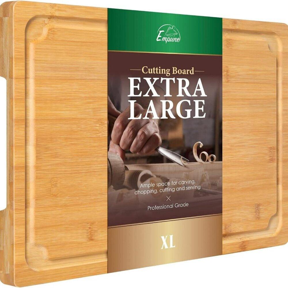 Extra Large Cutting Board, 17.6" Bamboo Cutting Boards for Kitchen with Juice Gr